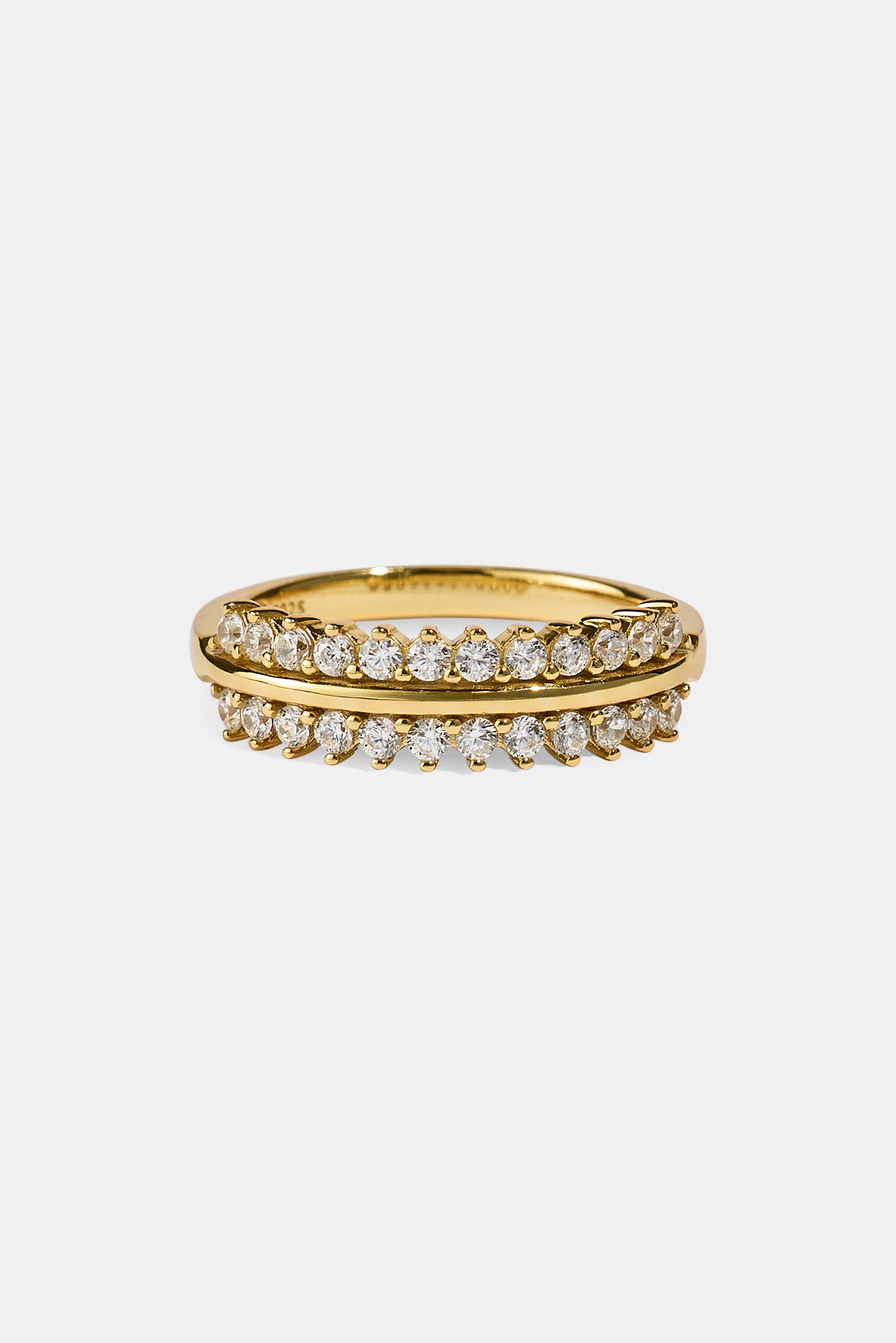 Iced & Polished Oval Band Ring - Gold